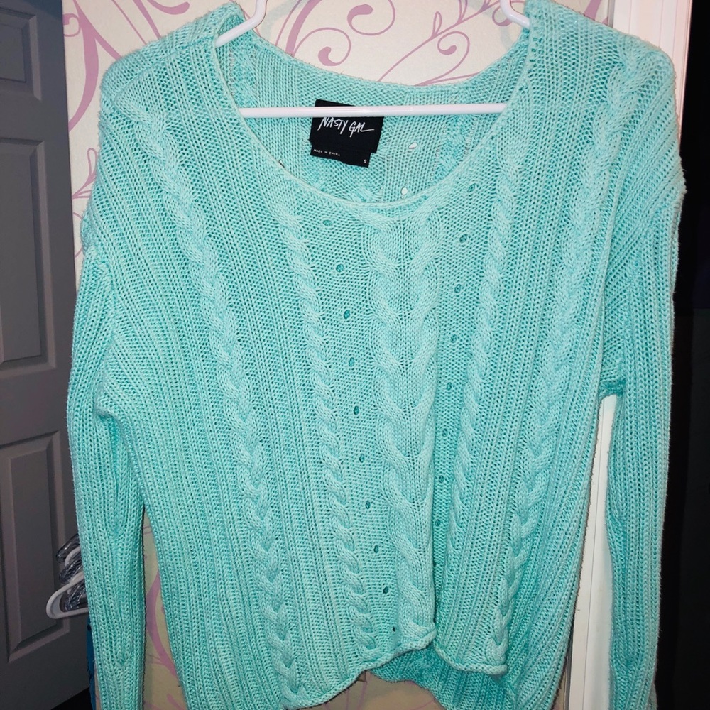 Comfy and cute mint sweater!
